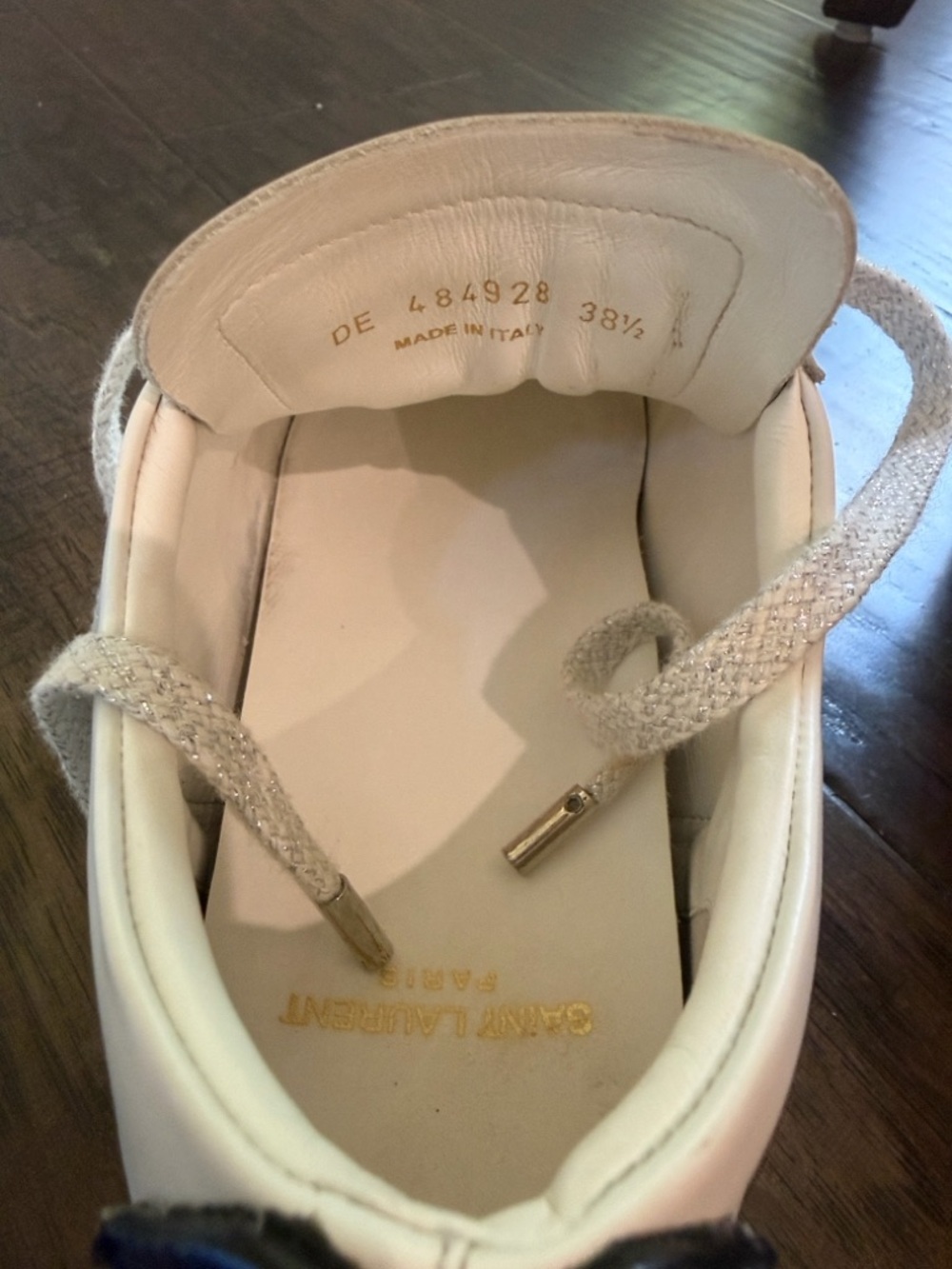 Saint Laurent SL/06 "Lip" Sneakers: Mismatched Gem-Tone Heels & Lurex Laces 38.5 - Picture 8 of 10